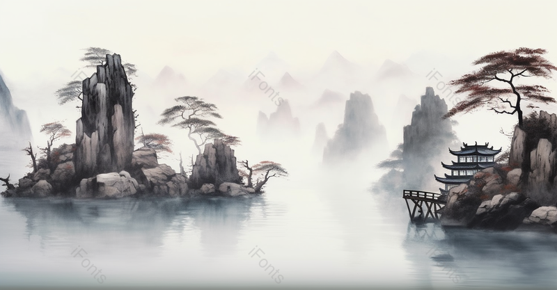 唯美意境中国风水墨画背景,插画/手绘图,插画/手绘图库,插画/手绘图下载,插画/手绘